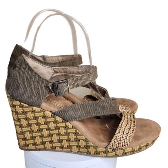 Toms- Clarissa Weaved Jute Wedges Olive Green Strappy, Size 7.5 - Picture 8 of 15